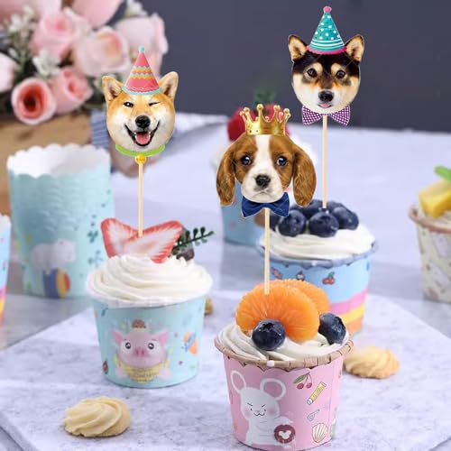 24 PCS Dog Cupcake Toppers - Puppy Cake Decorations