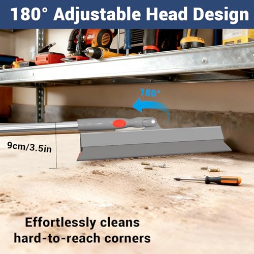 FibreDeep Silver & Red Heavy Duty Floor Squeegee 15.8" with Adjustable 60" Handle