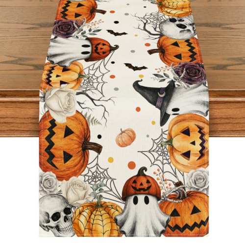 Halloween Table Runner 13x90 Inch Orange Polyester Home Party Decor - Variation of This Listing