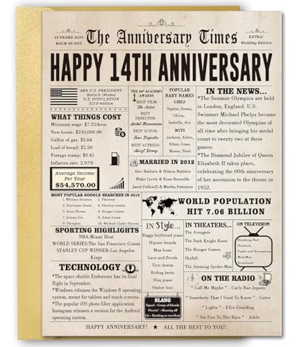 FANCYLUCKY 14th Anniversary Card | Oversized Gift for Him Her