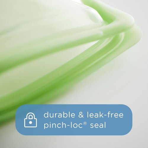 Stasher Silicone Reusable Storage Bags, 4-Pack Starter Kit, Reusable Freezer Bags, Microwave, Dishwasher, Oven Safe, Sous Vide, Premium Lunch Containers, Eco Friendly, Food Storage Bags, Clear