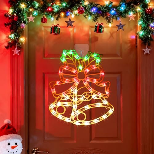 15-Inch Christmas Bell Light with Hanging Suction Cup for Holiday Decor