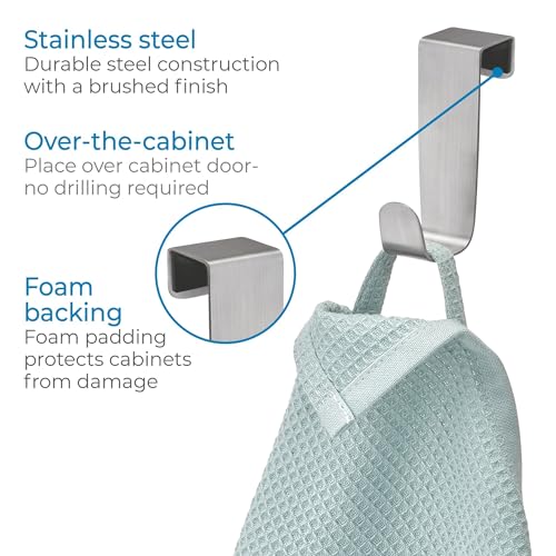 iDesign Forma Brushed Stainless Steel Over-The-Cabinet Hook - 1" x 2.25" x 3"