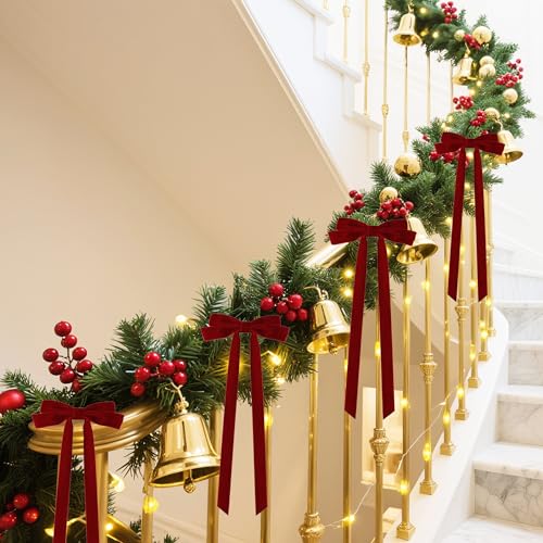 Burgundy Velvet Christmas Tree Bow Topper 20x8 Inches - Set of 10 Holiday Decor