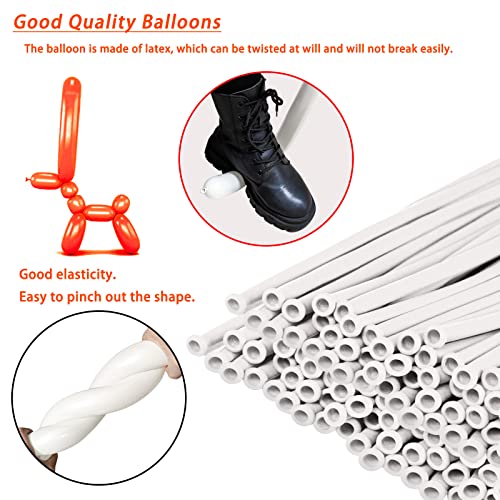 White Long Balloons 260 Pack for Party Decorations & Balloon Art - Variation of White Balloon