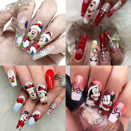 Tezocr 8 Sheets Christmas Nail Stickers 3D Self Adhesive Winter Decals