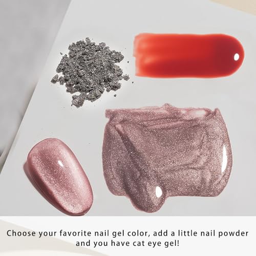Gyraolvant Silver Cat Eye Chrome Nail Powder for Gel Polish