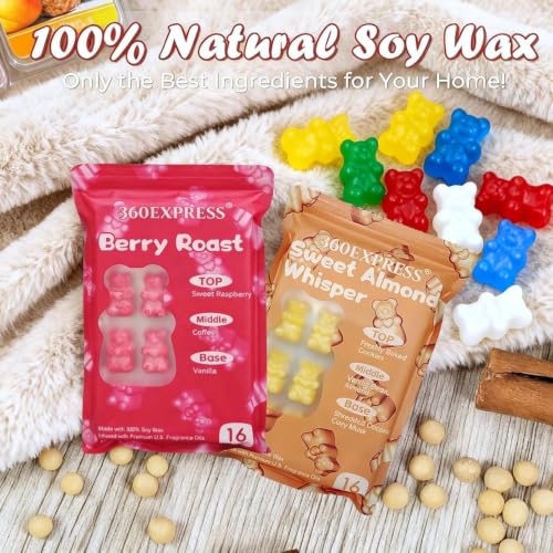 Wax Melts Variety Pack - 64 Soy Bear-Shaped Tarts with Premium Essential Oils