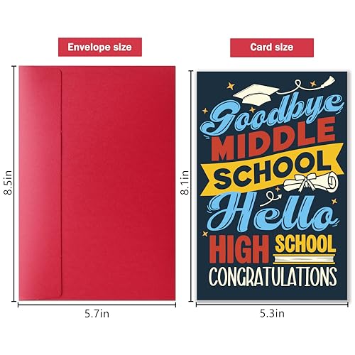 Goodbye Middle School Graduation Card for Boys & Girls - Celebrate 8th Grade Success