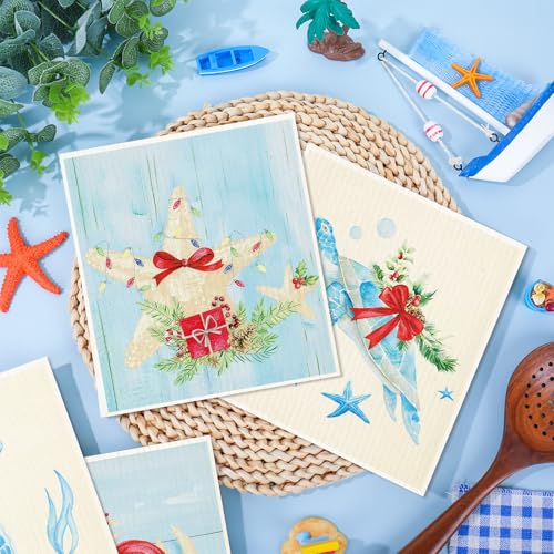 Whaline Swedish Dishcloths - 4 Pack Reusable Ocean Animal Kitchen Towels