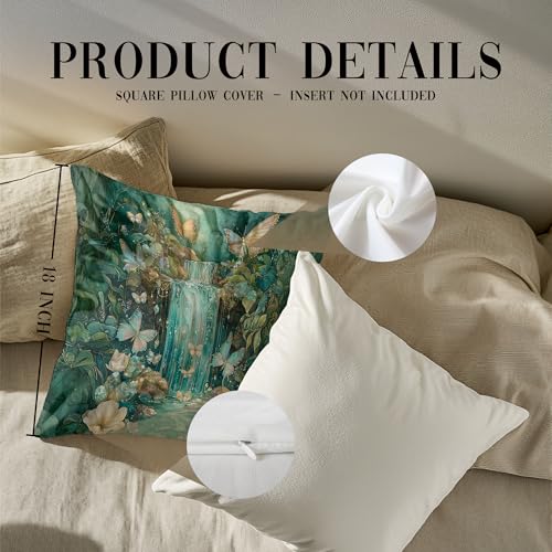 Butterfly Throw Pillow Cover 18x18 - Cotton Decorative Cushion