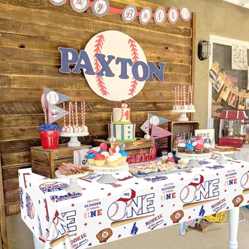 Baseball Themed Tablecloths for 1st Birthday Party - 4 Pack