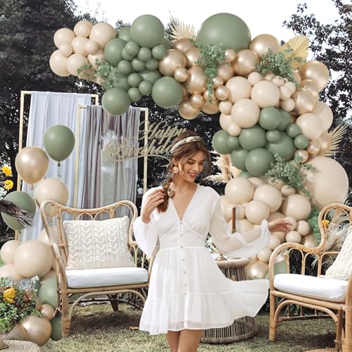 130pcs Sage Green Balloon Arch Kit for Parties & Events