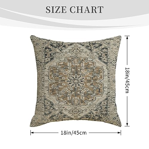 Boho Throw Pillow Covers Set of 2 | 18x18 Black Gold Grey Linen