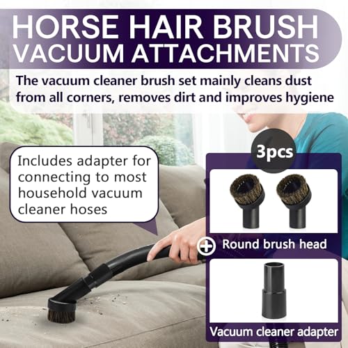 Chaseroad 3-Pack Horse Hair Brush Vacuum Attachments Set