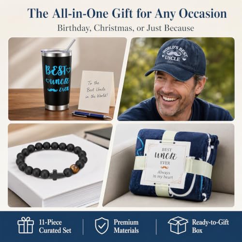 11-Piece Uncle Gift Set with Blanket Tumbler Hat and Accessories