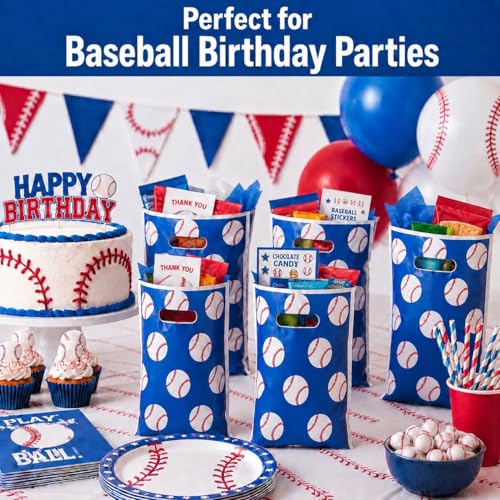 Baseball Goodie Bags - 50 Pack Treat Bags with Handles for Parties