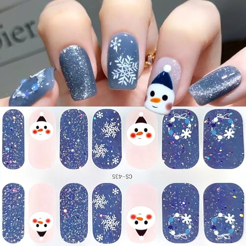 GUAACCB 6Pcs Christmas Nail Wraps 3D Self Adhesive Winter Gel Nail Strips