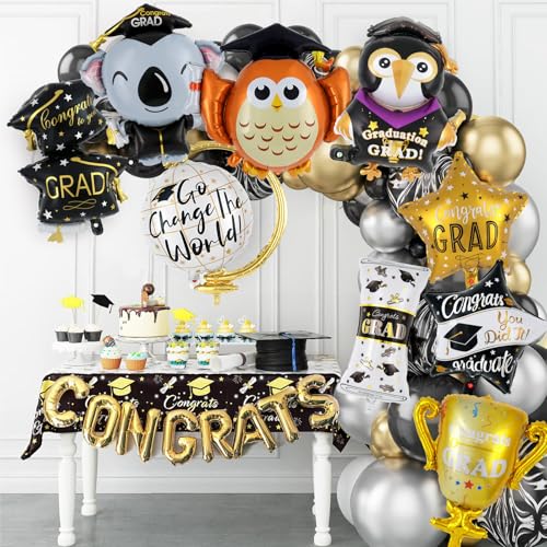 12-Piece 2026 Graduation Party Balloon Set - Congrats Grad Foil Decorations