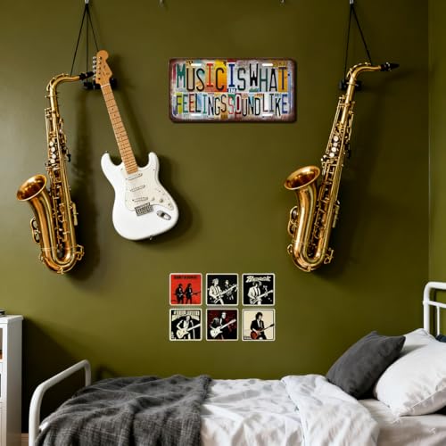 Music Is What Feelings Sound Like Retro Metal Tin Sign, 12x6 Inch, Multicolor