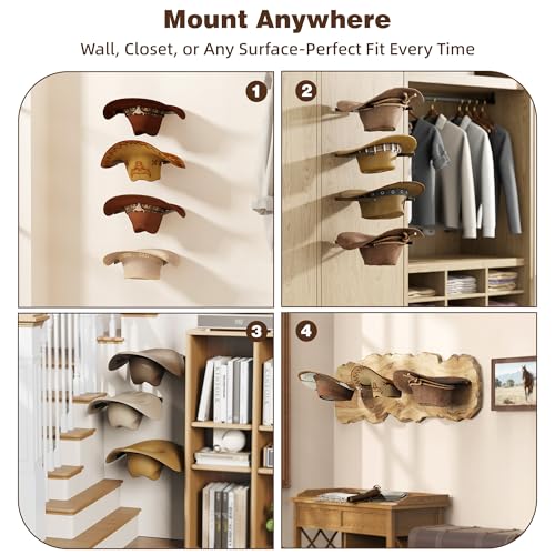 Metal Hat Rack Wall Mount – 2-Pack Space-Saving Cowboy Hat Holder