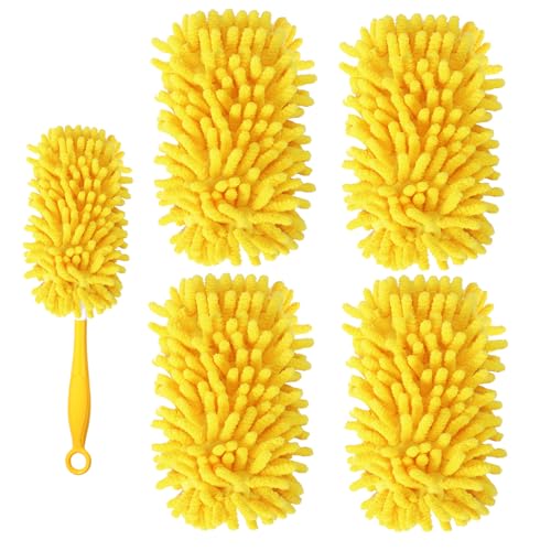 Reusable Chenille Duster Refills for Swiffer, 4 Pack Yellow Microfiber