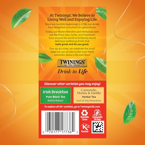 Twinings English Breakfast Extra Strong Black Tea - 20 Individually Wrapped Bags, Robust & Caffeinated