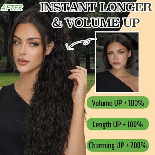 Hairovia Claw Clip Long Wavy Ponytail Extension 26 Inch Synthetic Hairpiece