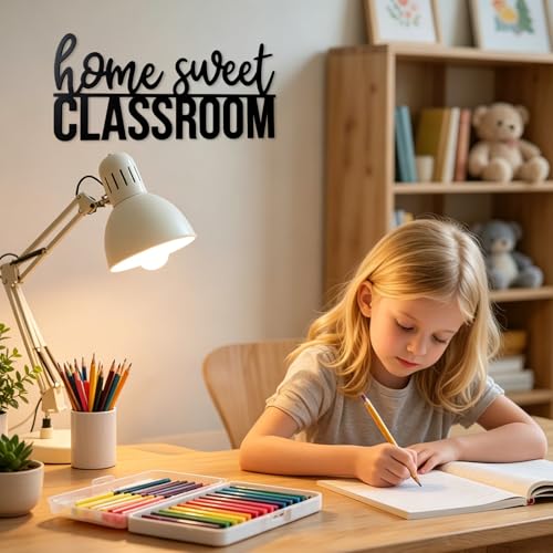 Home Sweet Classroom Metal Wall Sign - 15.7x7.1 Inch Decor