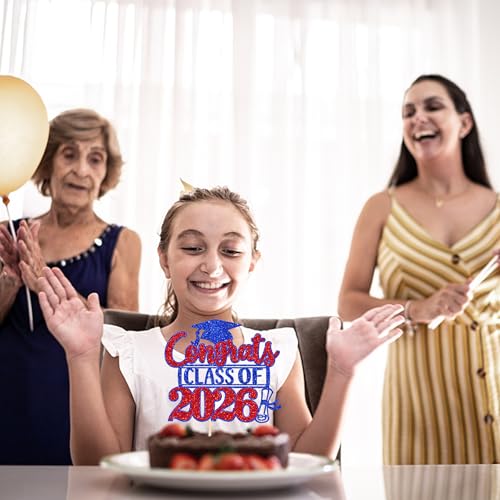 Class of 2026 Glitter Graduation Cake Topper
