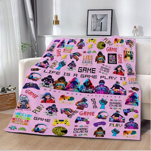 Gamer Throw Blanket Pink - Soft & Cozy 40x50 for Game Lovers