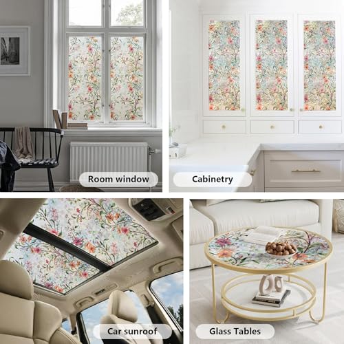 Ranzdn Stained Glass Window Privacy Film, Cosmos Pattern, 17.5" x 78.7"