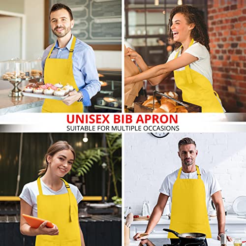 Utopia Kitchen 2 Pack Yellow Bib Aprons - Adjustable, Pockets, Oil & Water Resistant