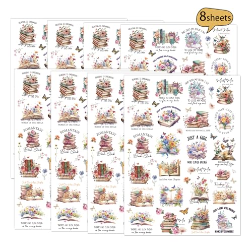 INCOK Reading Book Temporary Tattoos 8 Sheets 200+ Pcs Party Favors