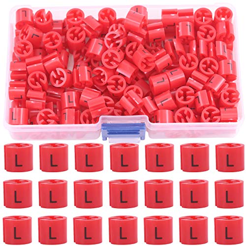 Swpeet 150Pcs Size L Red Plastic Hanger Size Markers for Clothing Racks
