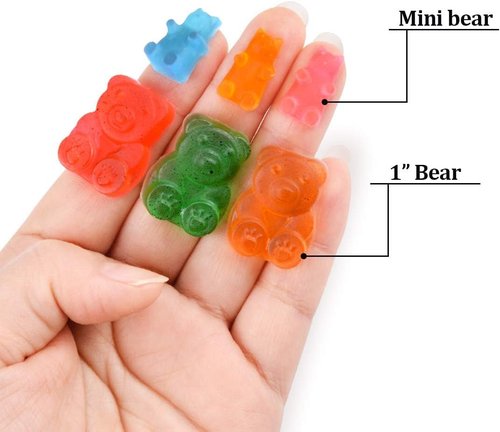 CAKETIME Gummy Bear Molds - 1 Inch Silicone Candy Molds | 4 Pack, LFGB Approved, Food Grade Quality