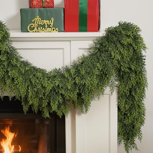 7FT Artificial Cedar Garland for Christmas Decorations - Full & Durable, Rainproof