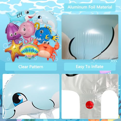 8 Sea Animal Balloons for Ocean Themed Baby Shower Decorations