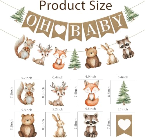 36pcs Woodland Cow Banner Decorations for Baby Shower