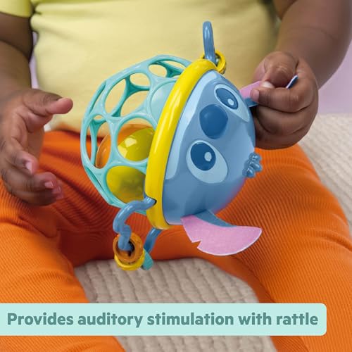 Disney Baby Stitch Oball Rattle for Infants 0-6 Months - Sensory & Grasp Toy