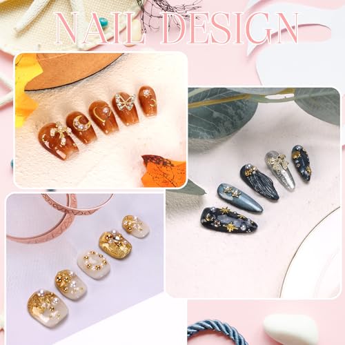 Gold & Champagne Nail Charms Kit - 3D Rhinestones & Pearls for DIY Manicure