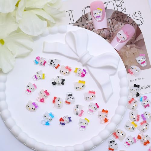 60Pcs Cute Nail Rhinestones Mixed Cartoon Resin Gems Flatback Charms