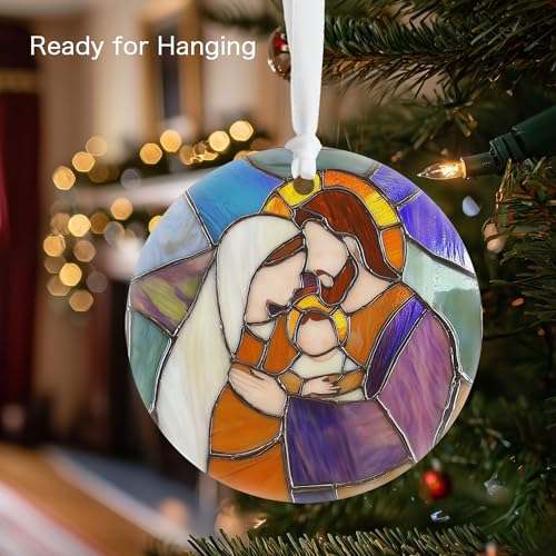 Stained Glass Nativity Ornament - Mary, Joseph & Baby Jesus