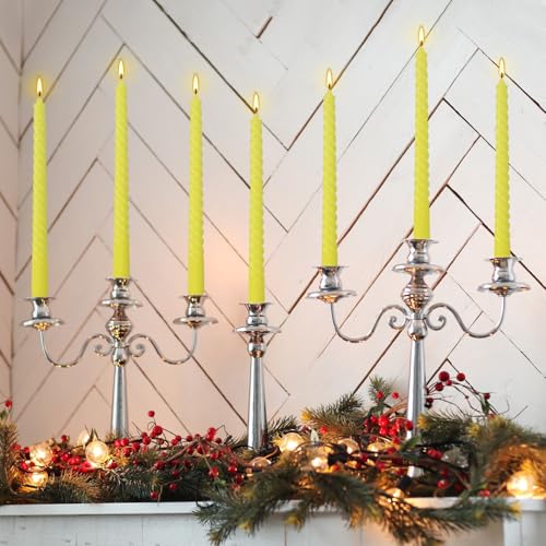 Yellow Spiral Taper Candles 12 Pack 10 Inch Unscented - ECLHTLNY Variation