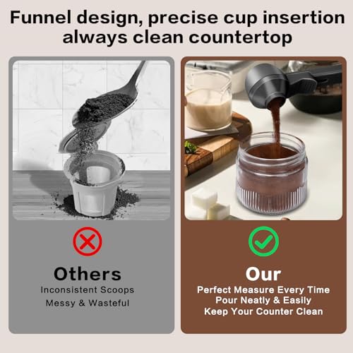 TIMEACT 2-in-1 Coffee Scoop with Funnel, 2 Tbsp Measuring Spoon - Black