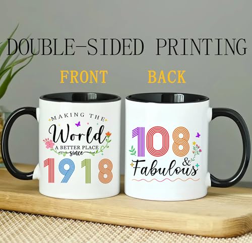 108th Birthday Coffee Mug - 1918 Variation for Women Men Mom Dad Grandma Grandpa