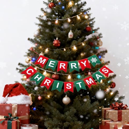 Baisunt Merry Christmas Banner DIY Kit - Burlap Garland for Holiday Decor