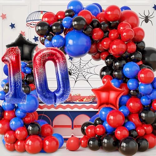 TNCDJKPA 40 Inch Spider Theme Number 10 Foil Balloons, Large Birthday Party Decorations