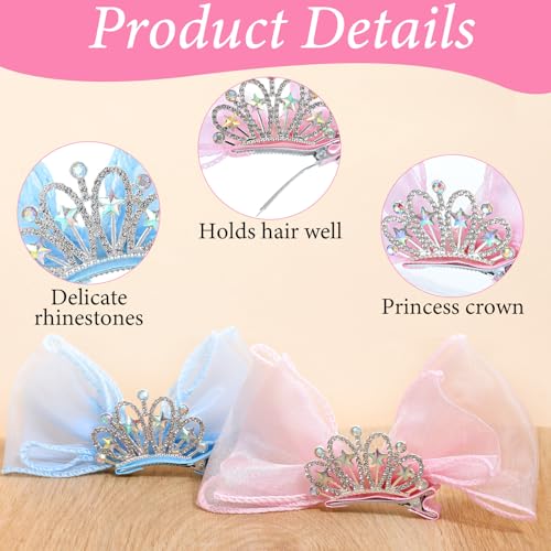 Ymapinc Butterfly Bow Tulle Crown Hair Clips 2Pcs Metal Snap Pins