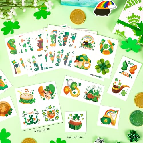 Konsait St. Patrick's Day Temporary Tattoos, 96 Pcs Irish Shamrock Designs